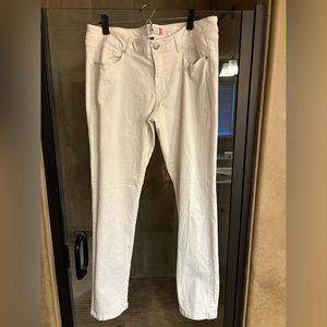 Cabi Size 12 slim Boyfriend White Jeans